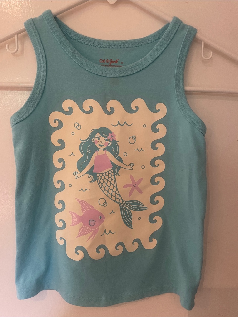 Cat & Jack Aqua Mermaid Tank Top with Pink Accents toddler 24mos